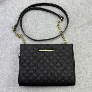 Steve Madden Black Quilted Faux Leather Small Crossbody Bag Purse Clutch
